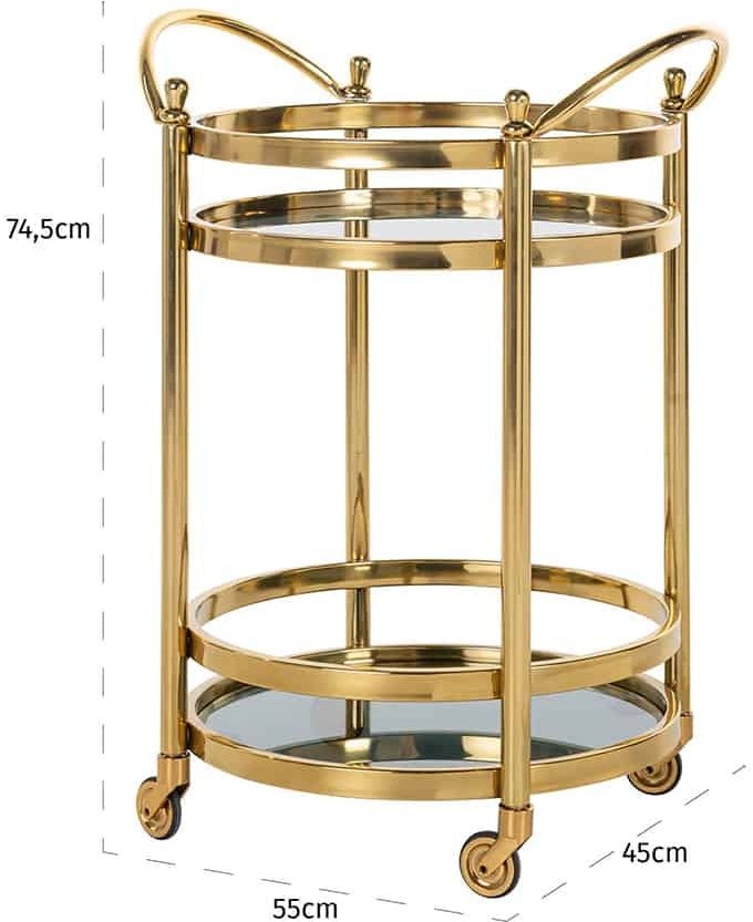 Product photograph of Hendricks Glass And Gold Round Trolley from Choice Furniture Superstore.