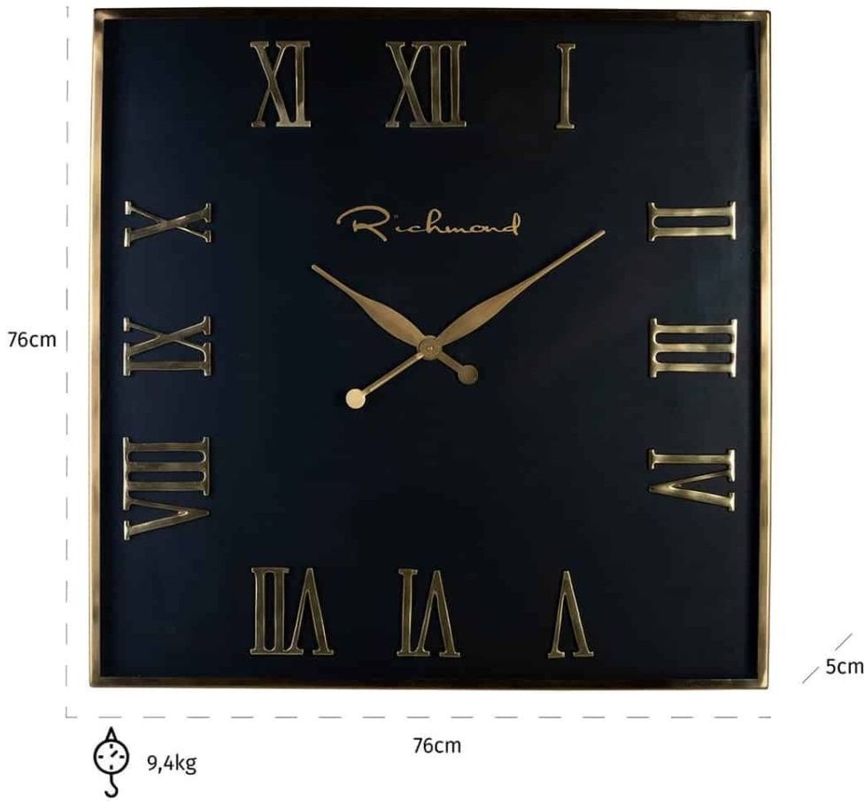 Product photograph of Derial Black And Gold Square Clock from Choice Furniture Superstore.