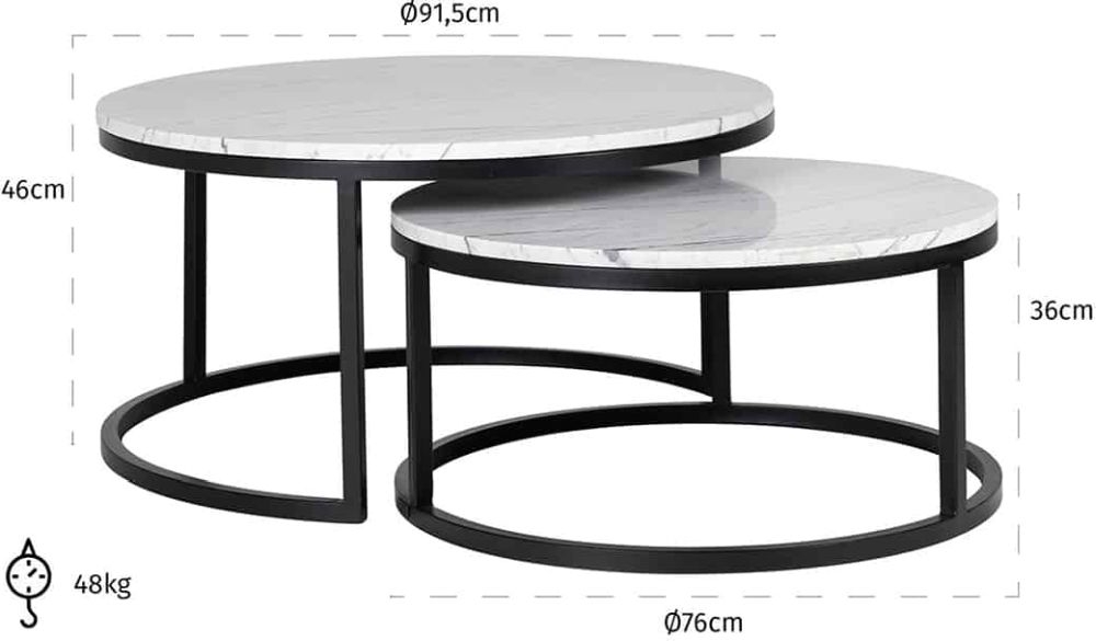 Product photograph of Lexington White Carrara Marble Coffee Table Set Of 2 from Choice Furniture Superstore.