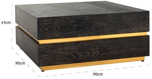 Product photograph of Blackbone Black Oak And Gold Square Block Coffee Table from Choice Furniture Superstore.