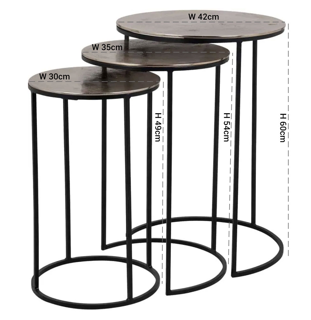 Product photograph of Nolan Aluminium Side Table Set Of 3 from Choice Furniture Superstore.