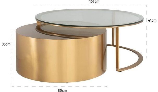 Product photograph of Orlan Glass And Gold Coffee Table Set Of 2 from Choice Furniture Superstore.