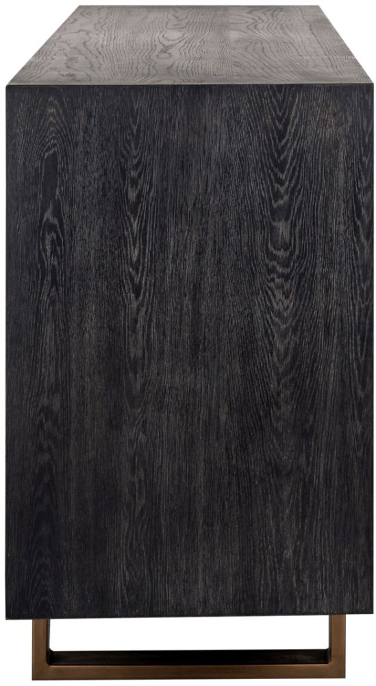 Product photograph of Hunter Black Oak And Gold 4 Door Extra Large Sideboard from Choice Furniture Superstore.
