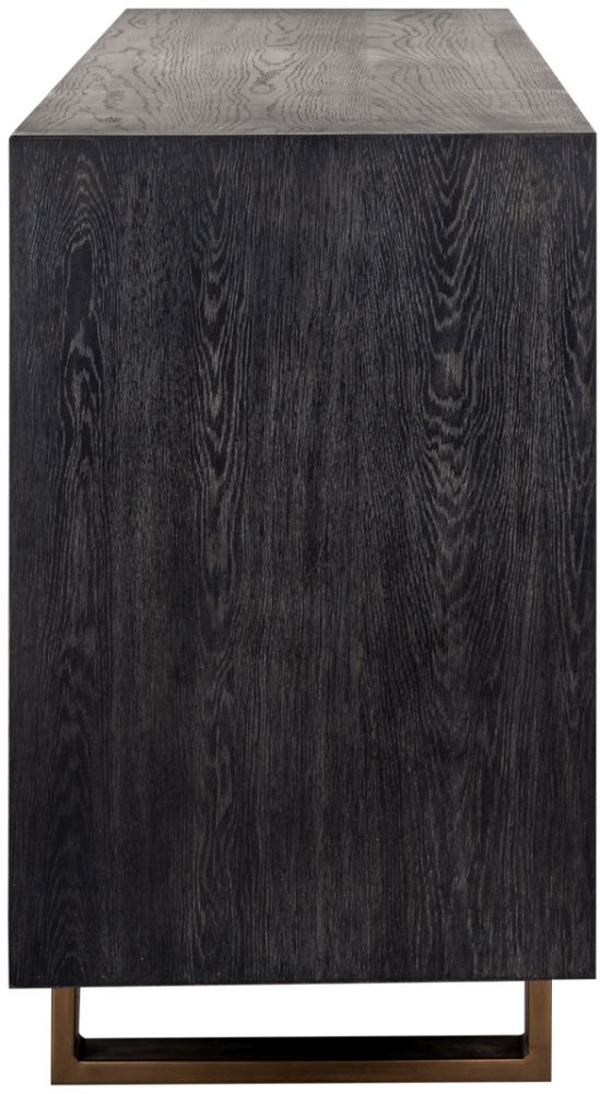 Product photograph of Hunter Black Oak 200cm Extra Large Sideboard With Gold Trim from Choice Furniture Superstore.