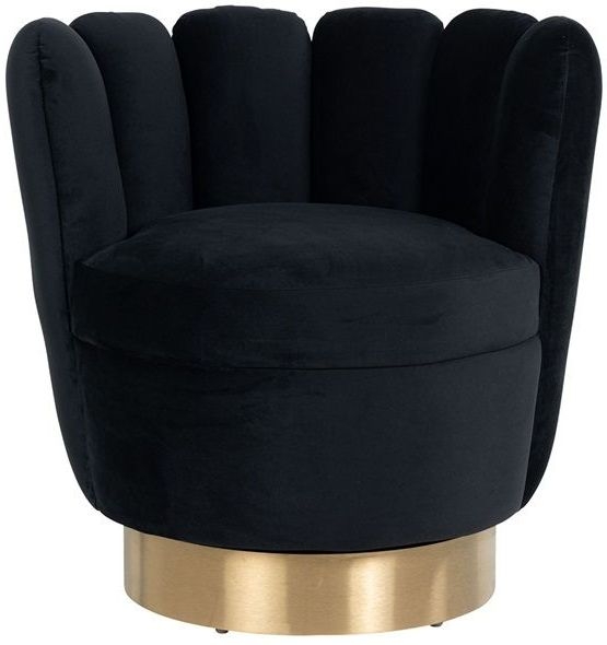 Product photograph of Mayfair Black Velvet And Brushed Gold Easy Chair from Choice Furniture Superstore.