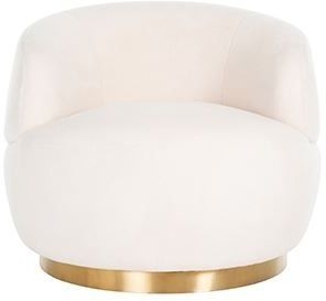 Product photograph of Teddy White Faux Sheep And Brushed Gold Swivel Easy Chair from Choice Furniture Superstore.