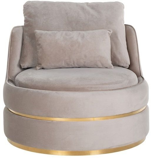 Product photograph of Kylie Khaki Velvet And Brushed Gold Fabric Easy Chair from Choice Furniture Superstore.