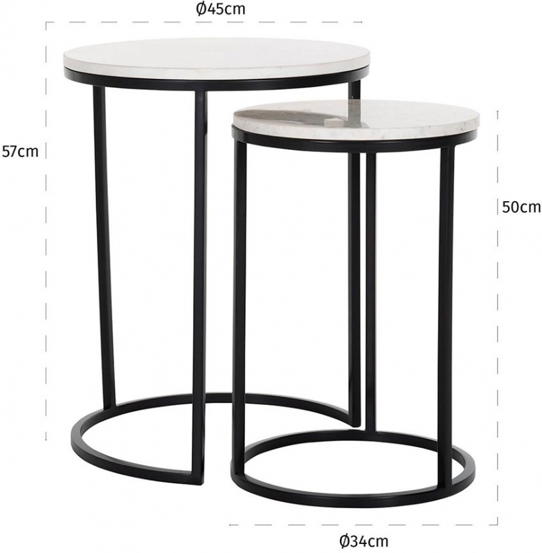 Product photograph of Lexington White Carrara Marble Round Corner Table Set Of 2 from Choice Furniture Superstore.