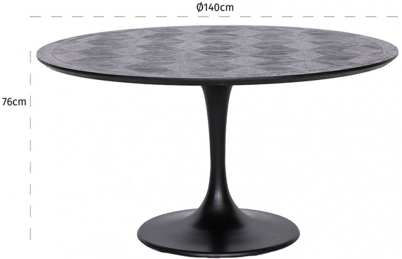 Product photograph of Blax Black Oak 140cm Round Dining Table - 4 Seater from Choice Furniture Superstore.