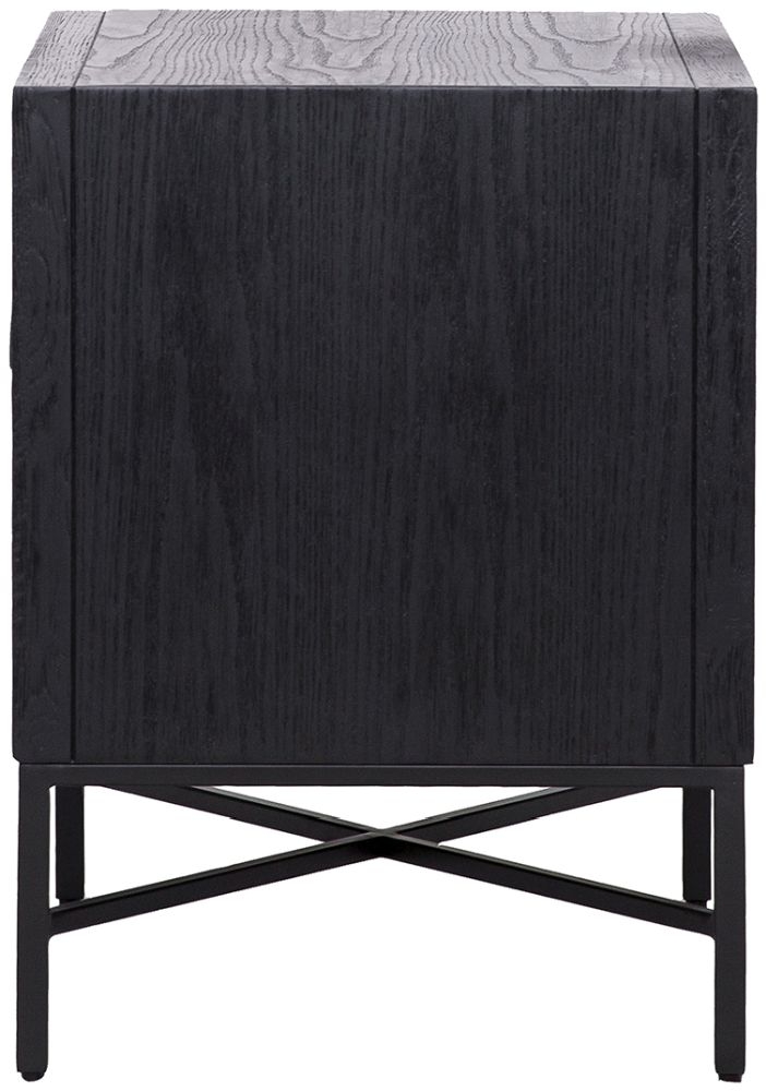 Product photograph of Blax Black Oak 2 Drawer Bedside Cabinet from Choice Furniture Superstore.