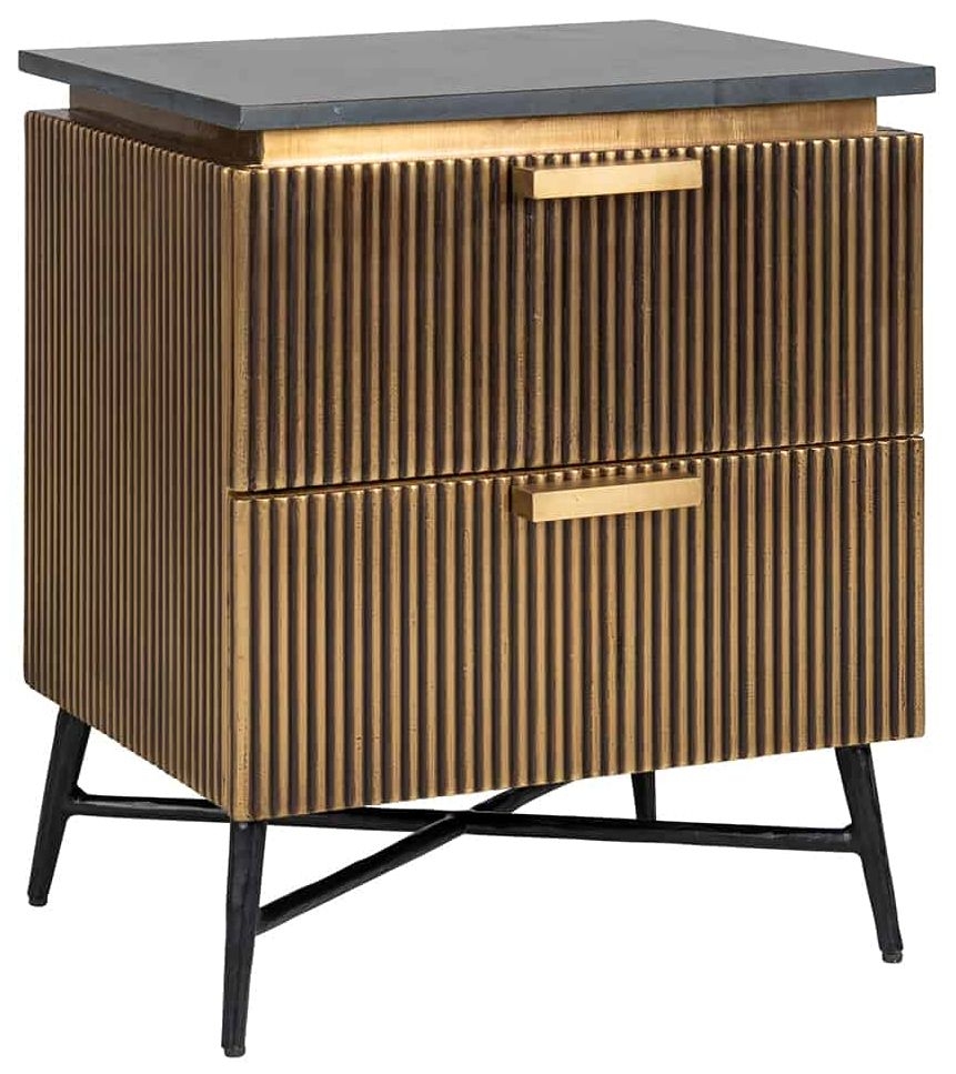Product photograph of Ironville Gold Bedside Cabinet 2 Drawers from Choice Furniture Superstore.