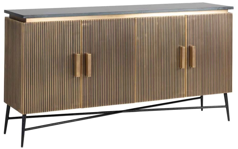 Product photograph of Ironville 4 Door Large Sideboard Gold Brass Finish from Choice Furniture Superstore.
