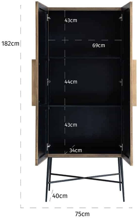Product photograph of Ironville Tall Storage Cabinet With 2 Doors Gold Brass Finish from Choice Furniture Superstore.