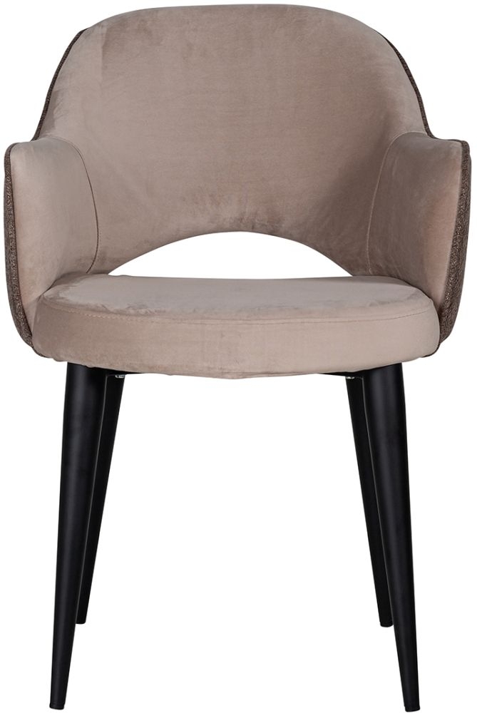 Product photograph of Giovanna Alaska Stone Velvet Fabric Dining Armchair from Choice Furniture Superstore.