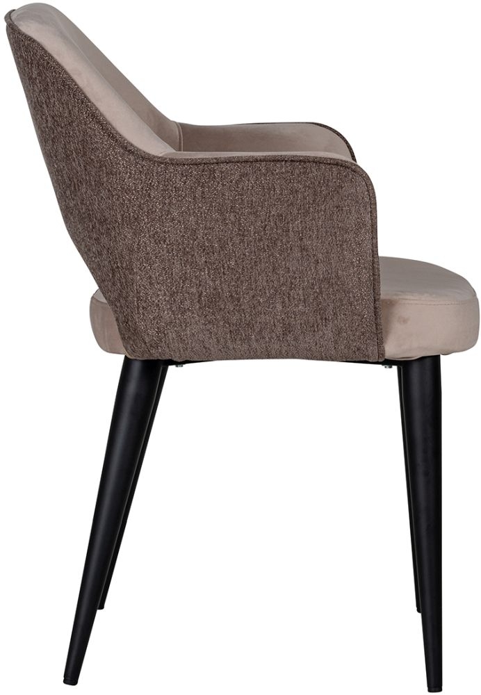 Product photograph of Giovanna Alaska Stone Velvet Fabric Dining Armchair from Choice Furniture Superstore.