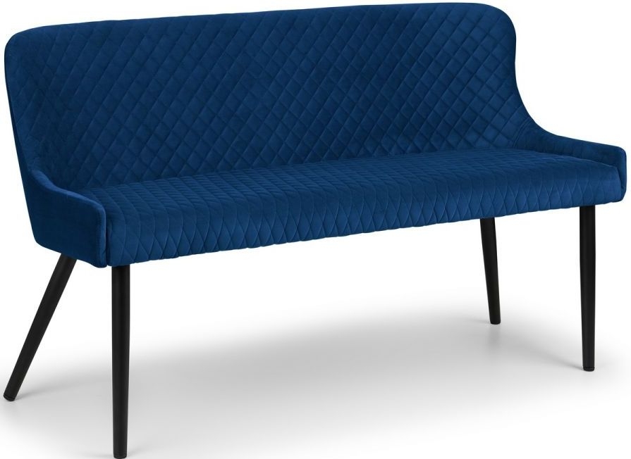 Product photograph of Luxe Blue Velvet Fabric High Back Bench from Choice Furniture Superstore.