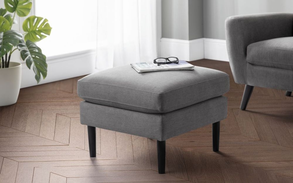 Product photograph of Monza Grey Linen Fabric Ottoman Footstool from Choice Furniture Superstore.