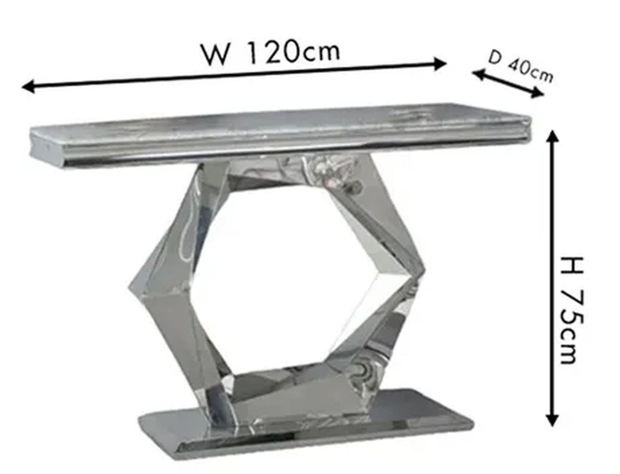 Product photograph of Clearance - Hexa Marble Console Table Grey Rectangular Top With Steel Chrome Base from Choice Furniture Superstore.