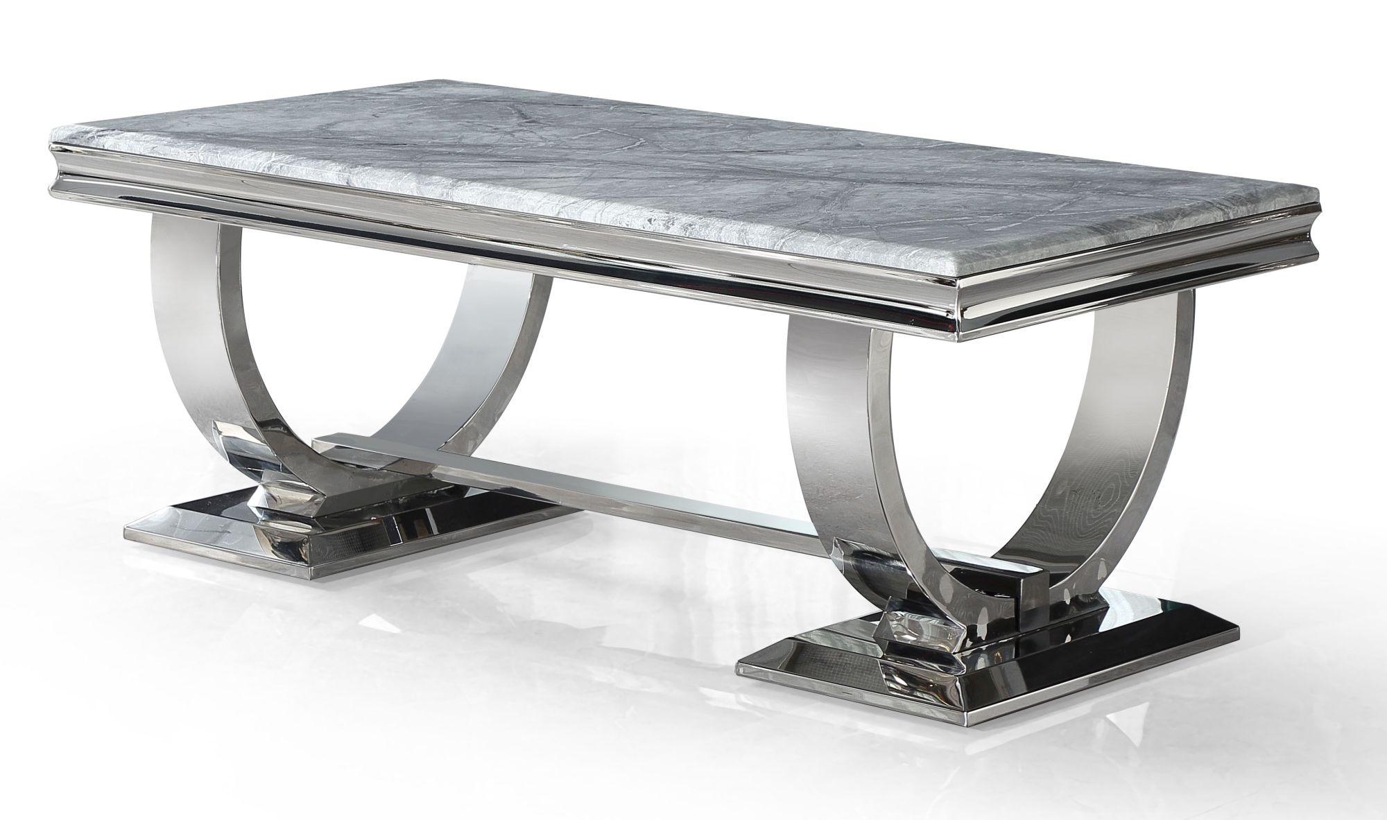 Glacier Grey Marble And Chrome Coffee Table Cfs Uk 5373