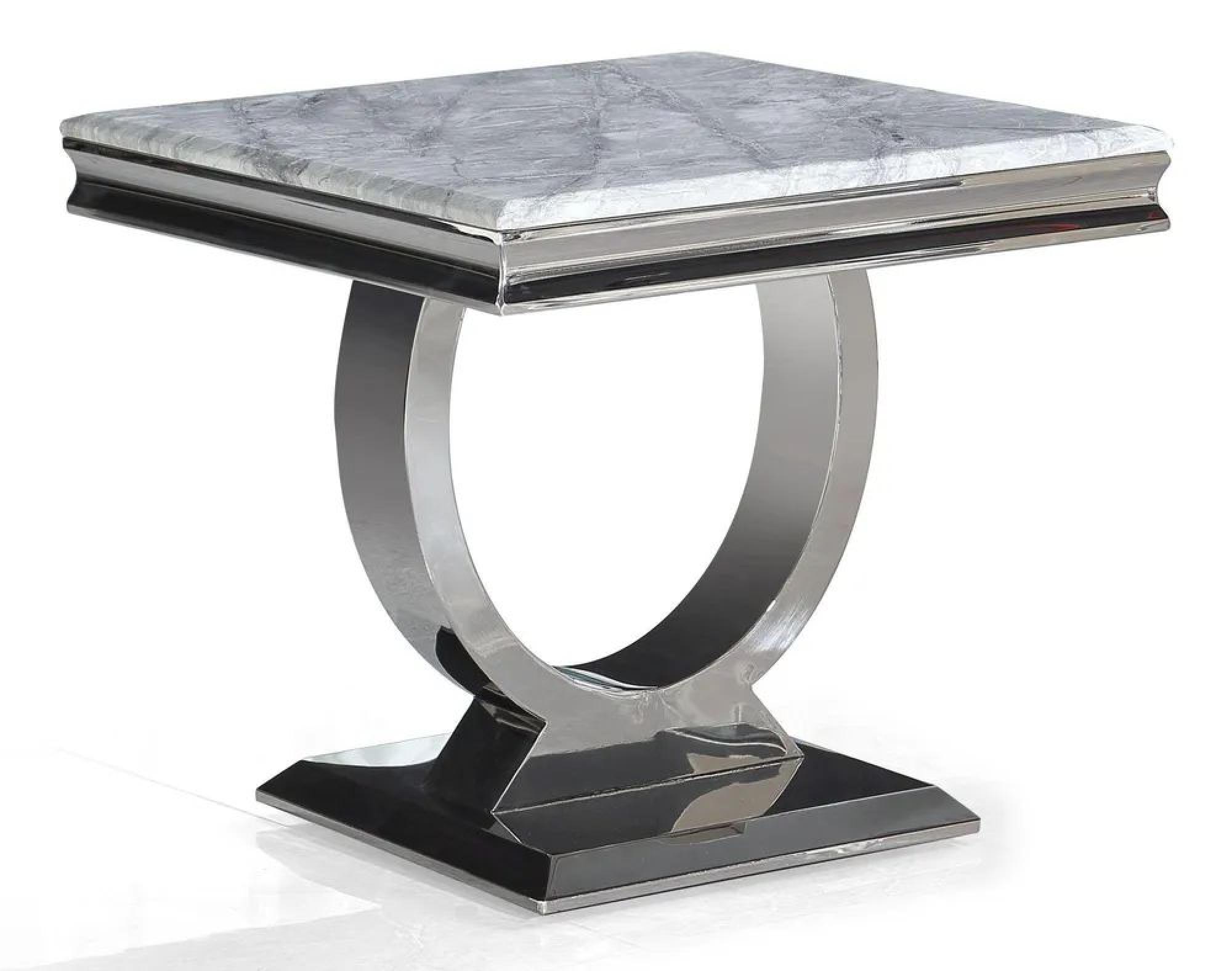Product photograph of Glacier Grey Marble And Chrome Side Table from Choice Furniture Superstore.
