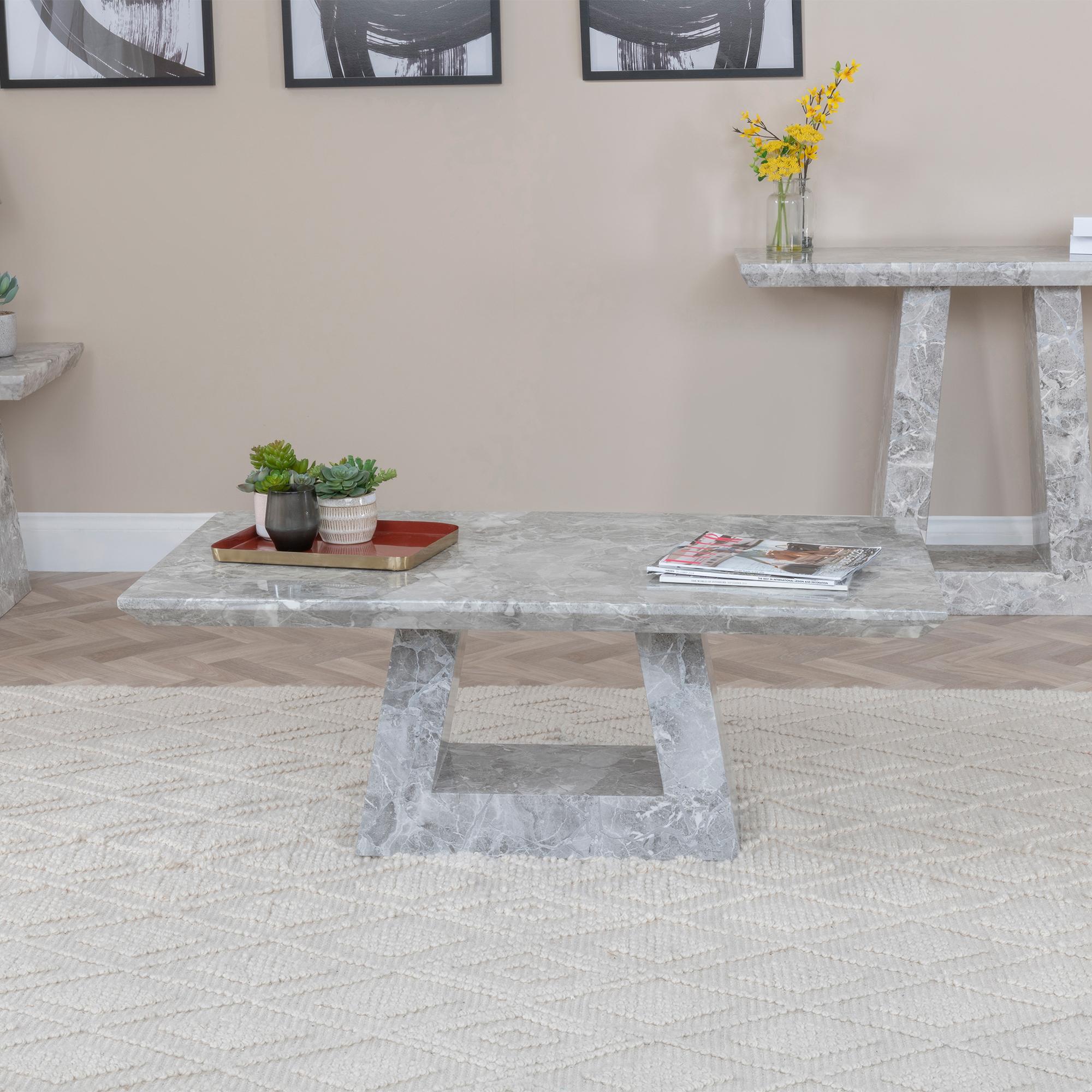 Product photograph of Milan Grey Marble Coffee Table from Choice Furniture Superstore.