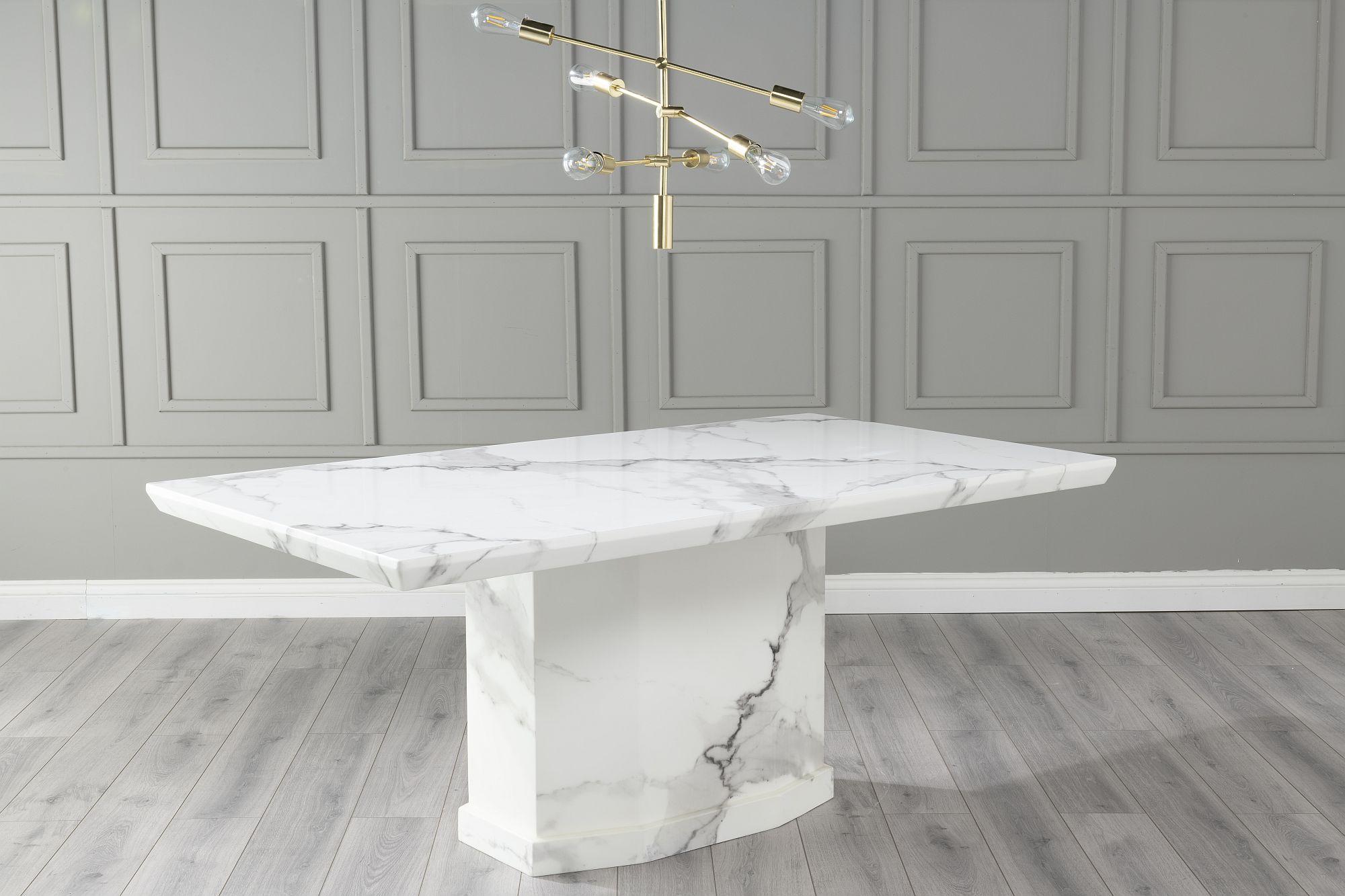 Product photograph of Naples Marble Dining Table White Rectangular Top With Pedestal Base - 6 Seater from Choice Furniture Superstore.