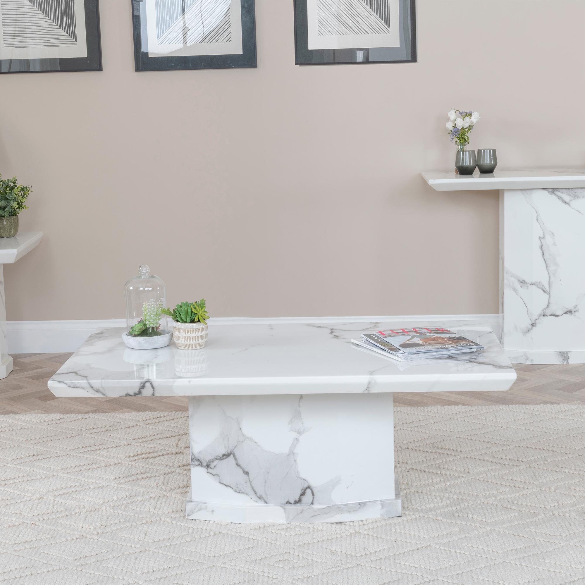 Product photograph of Naples White Marble Coffee Table from Choice Furniture Superstore.