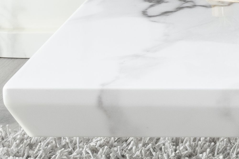 Product photograph of Naples Marble Coffee Table White Rectangular Top With Pedestal Base from Choice Furniture Superstore.