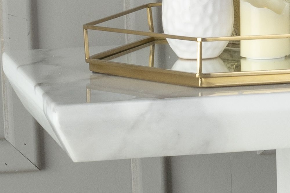 Product photograph of Naples Marble Console Table White Rectangular Top With Pedestal Base from Choice Furniture Superstore.