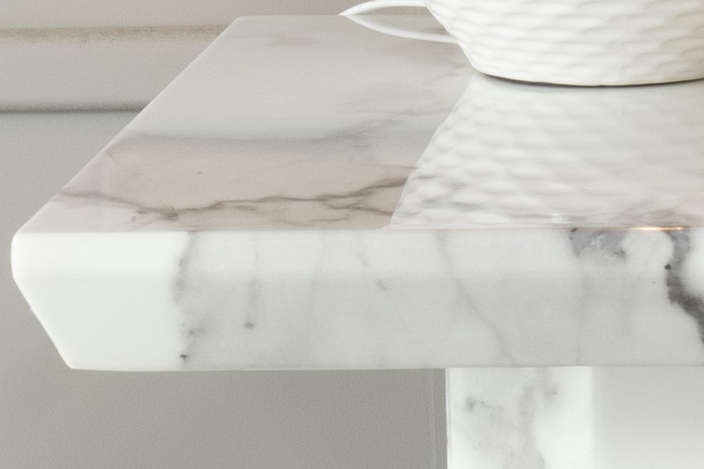 Product photograph of Naples Marble Side Table White Square Top With Pedestal Base from Choice Furniture Superstore.
