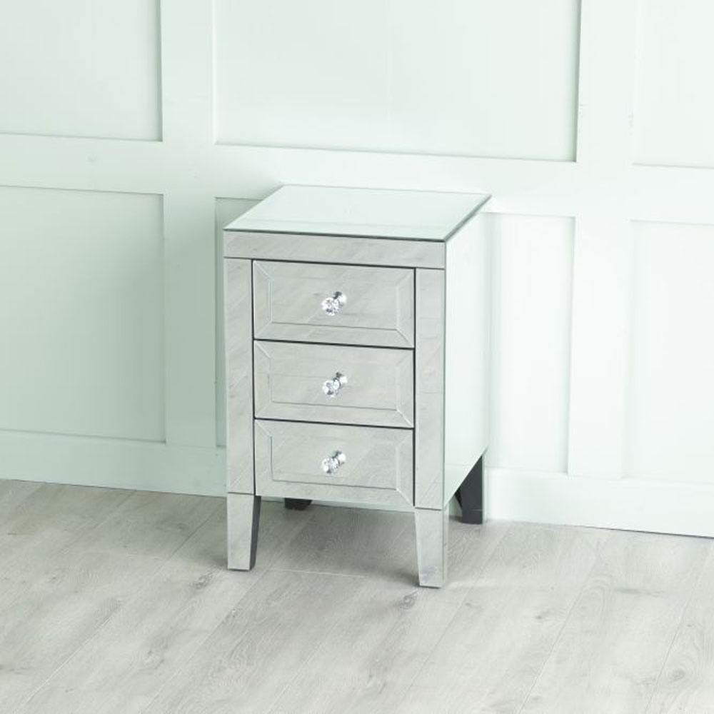 Product photograph of Lucia Mirrored 3 Drawer Bedside Cabinet from Choice Furniture Superstore.