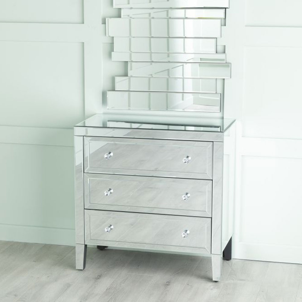 Product photograph of Lucia Mirrored 3 Drawer Chest from Choice Furniture Superstore.