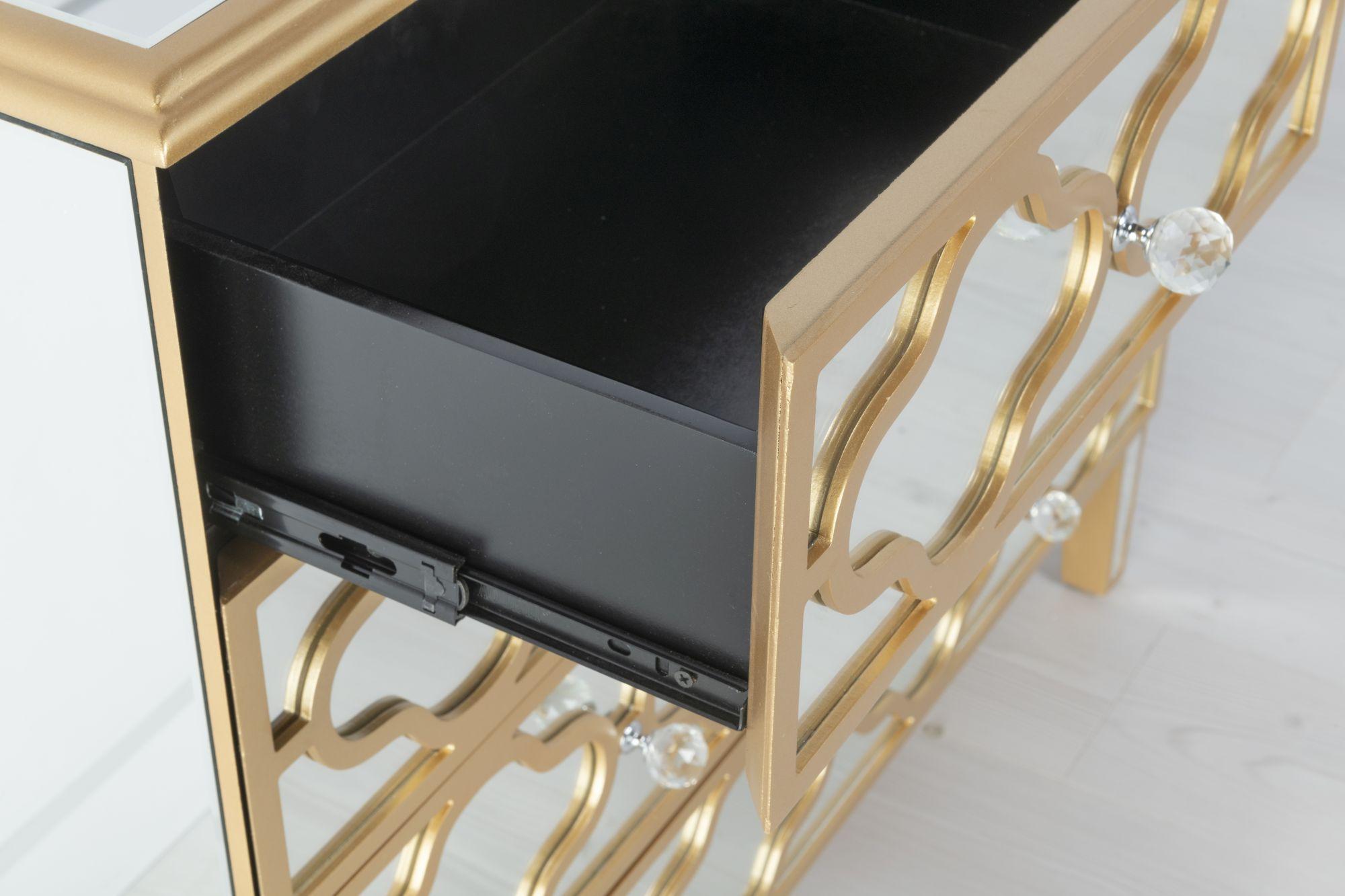 Product photograph of Casablanca Mirrored 3 2 Drawer Chest With Gold Trim from Choice Furniture Superstore.