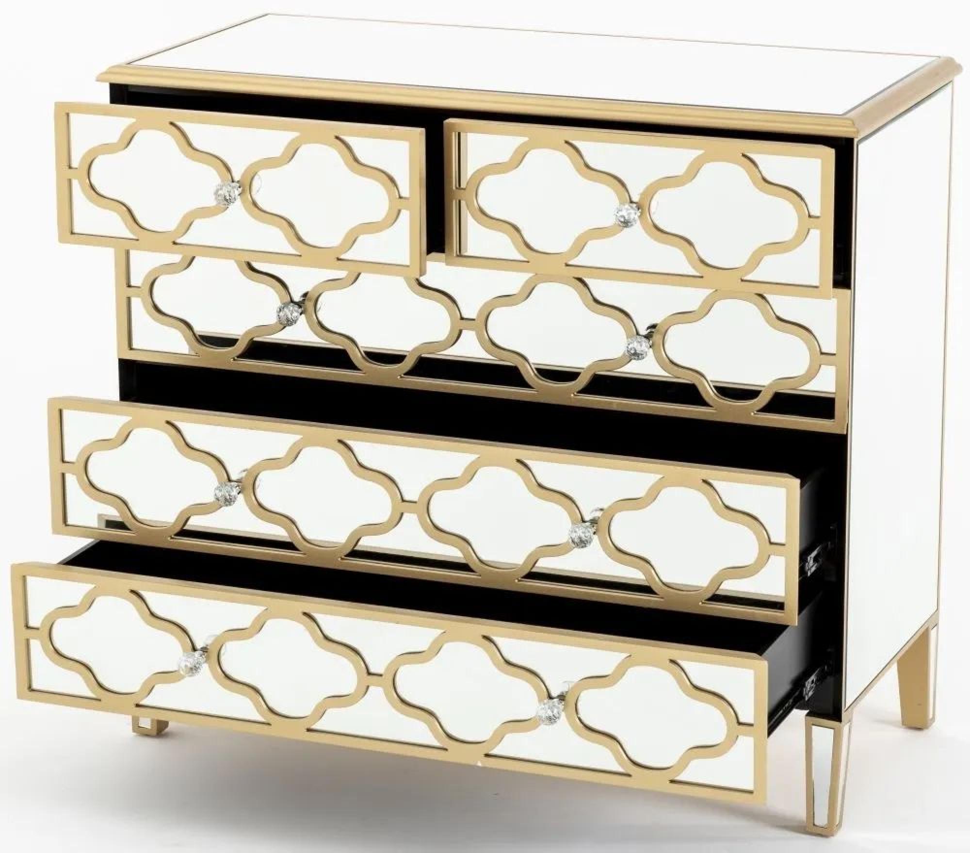 Product photograph of Casablanca Mirrored Gold Trim 3 2 Drawers Chest from Choice Furniture Superstore.