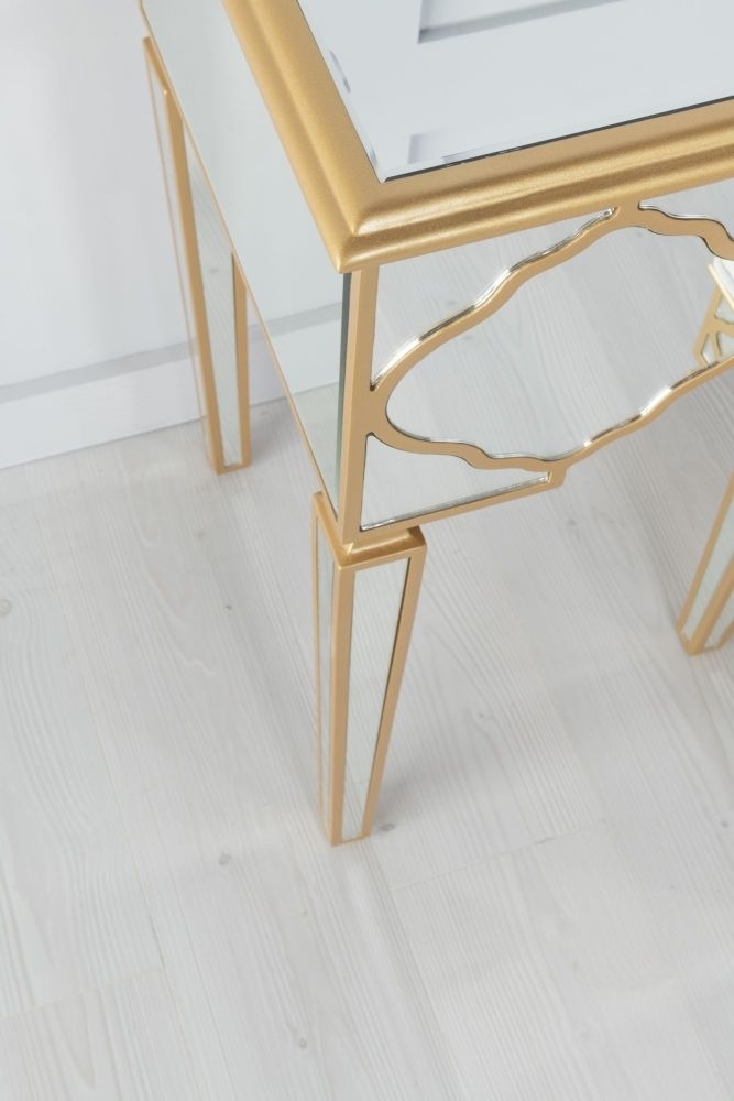 Product photograph of Casablanca Mirrored Dressing Table With Gold Trim from Choice Furniture Superstore.