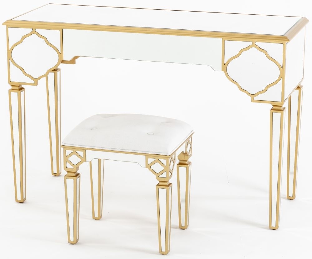 Product photograph of Casablanca Mirrored Dressing Table With Gold Trim from Choice Furniture Superstore.