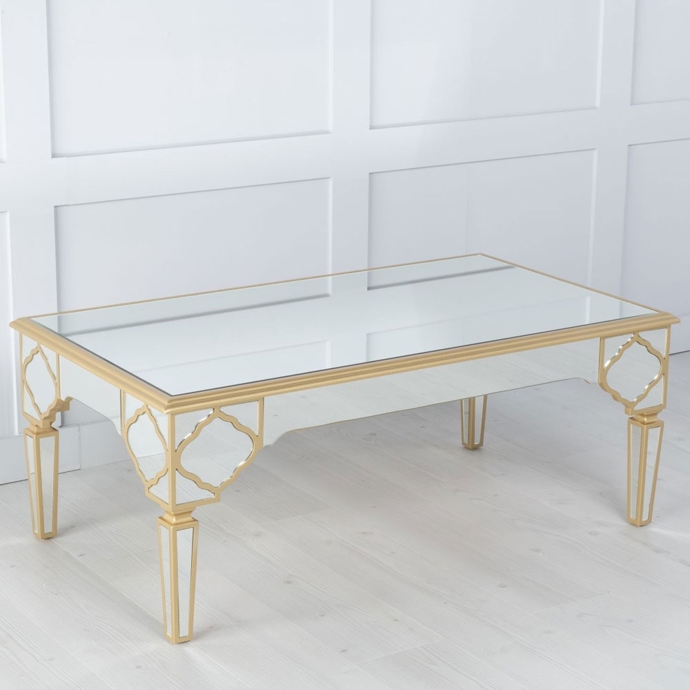 Product photograph of Casablanca Mirrored Coffee Table With Gold Trim from Choice Furniture Superstore.