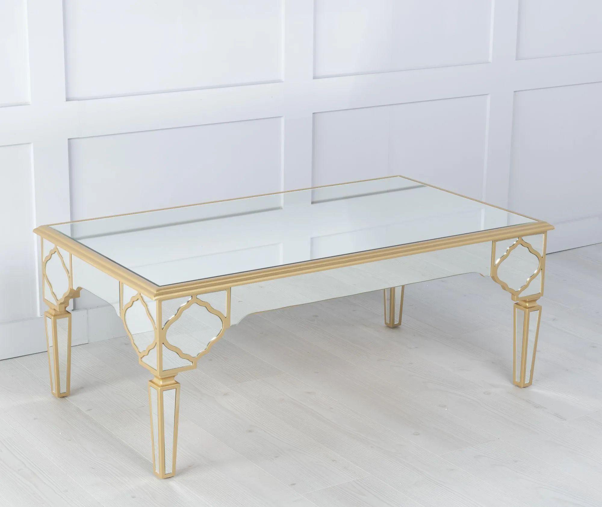 Product photograph of Casablanca Mirrored Gold Trim Coffee Table from Choice Furniture Superstore.