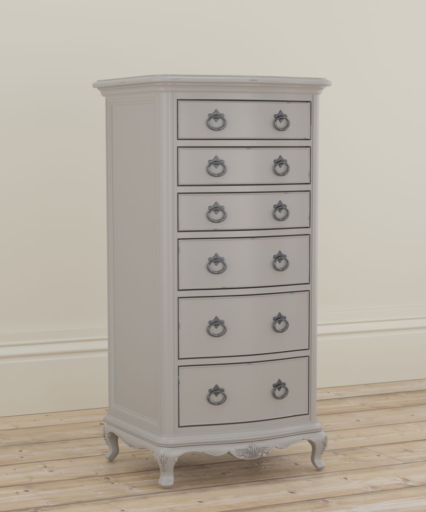 Product photograph of Willis And Gambier Etienne Grey 6 Drawer Tallboy Chest from Choice Furniture Superstore.