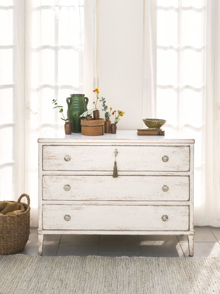 Product photograph of Willis And Gambier Atelier Distressed White 3 Drawer Chest from Choice Furniture Superstore.