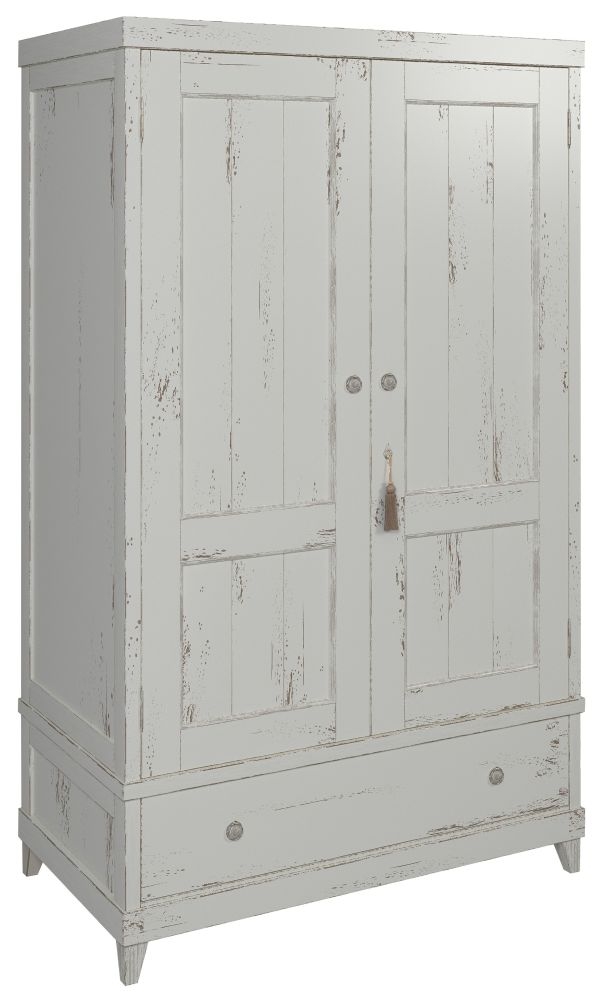Product photograph of Willis And Gambier Atelier Distressed White 2 Door Combi Double Wardrobe from Choice Furniture Superstore.