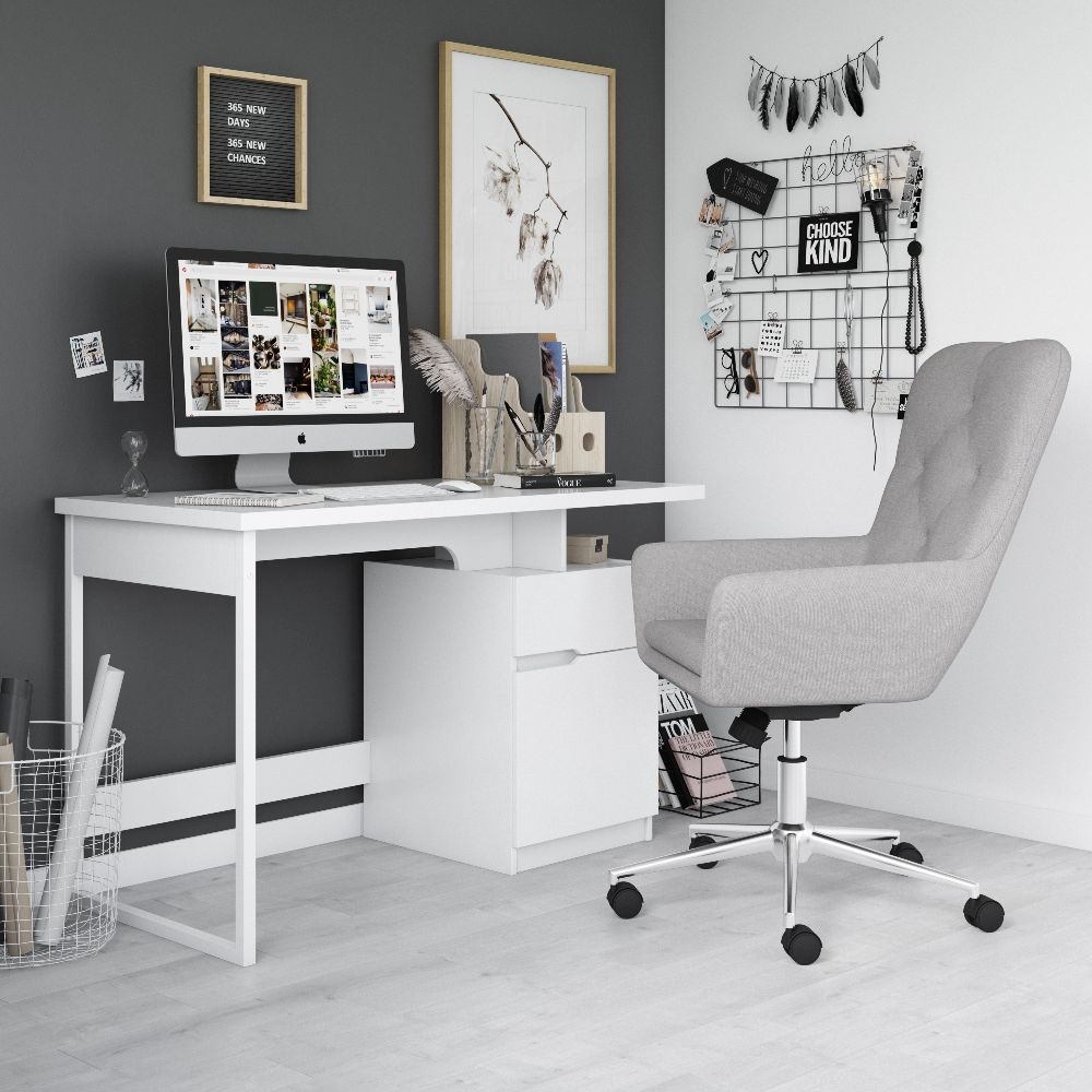 Product photograph of Alphason Bridport Glossy White Computer Desk from Choice Furniture Superstore.