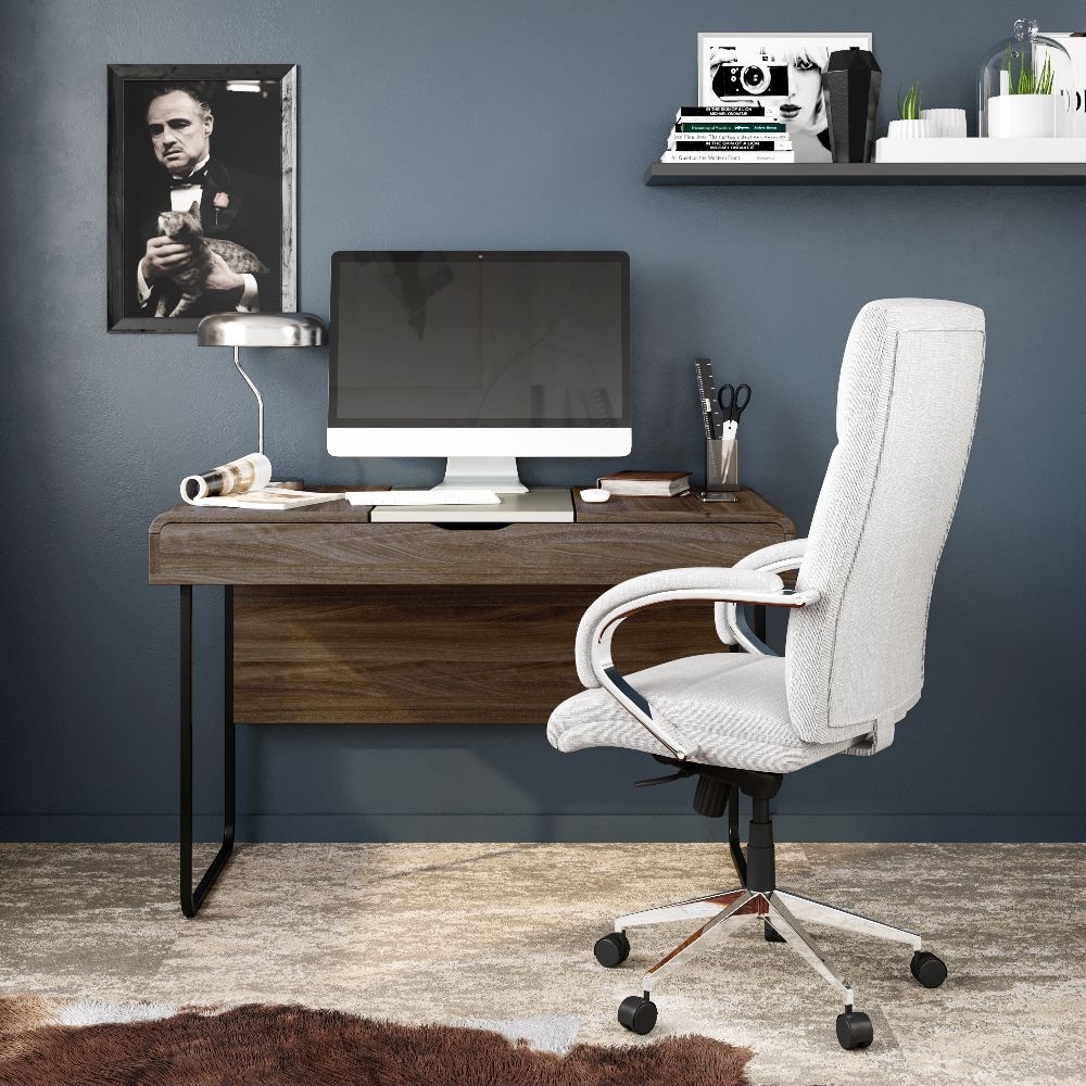 Product photograph of Alphason Dorset Walnut And Grey Computer Desk from Choice Furniture Superstore.