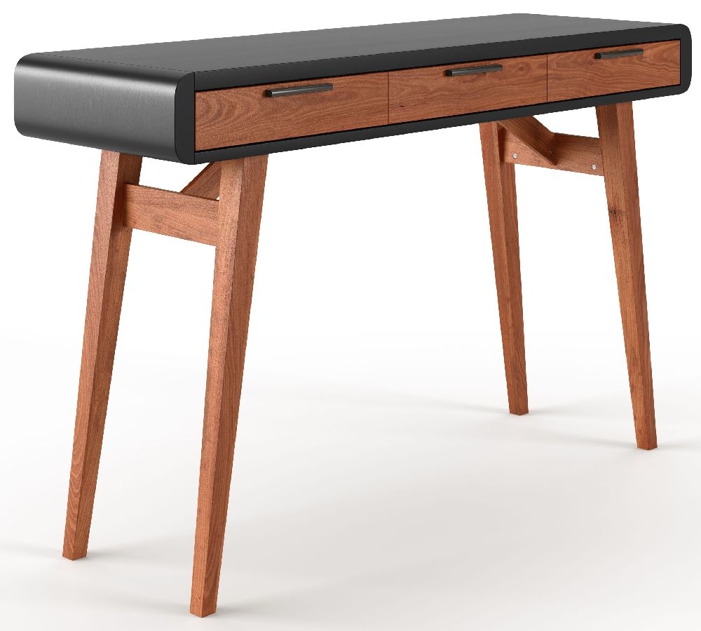 Product photograph of Alphason Pevensey Black High Gloss And Oak Writing Desk from Choice Furniture Superstore.