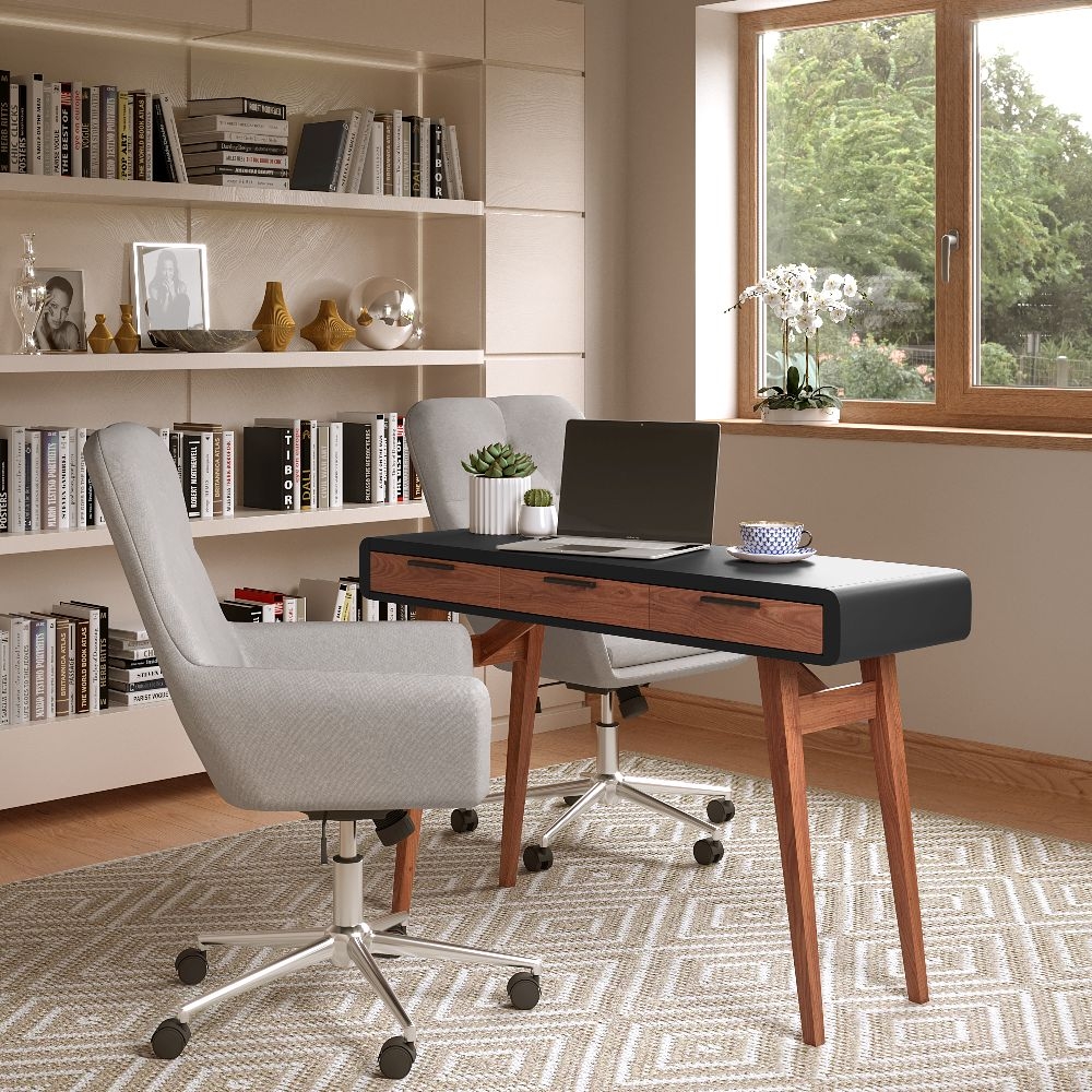 Product photograph of Alphason Pevensey Black And Oak Study Desk - Aw3150 from Choice Furniture Superstore.