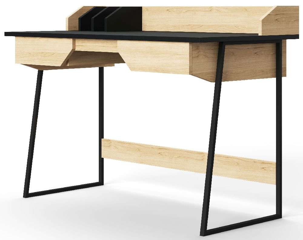 Product photograph of Alphason Salisbury Black And Oak Home Office Desk - Aw3100 from Choice Furniture Superstore.