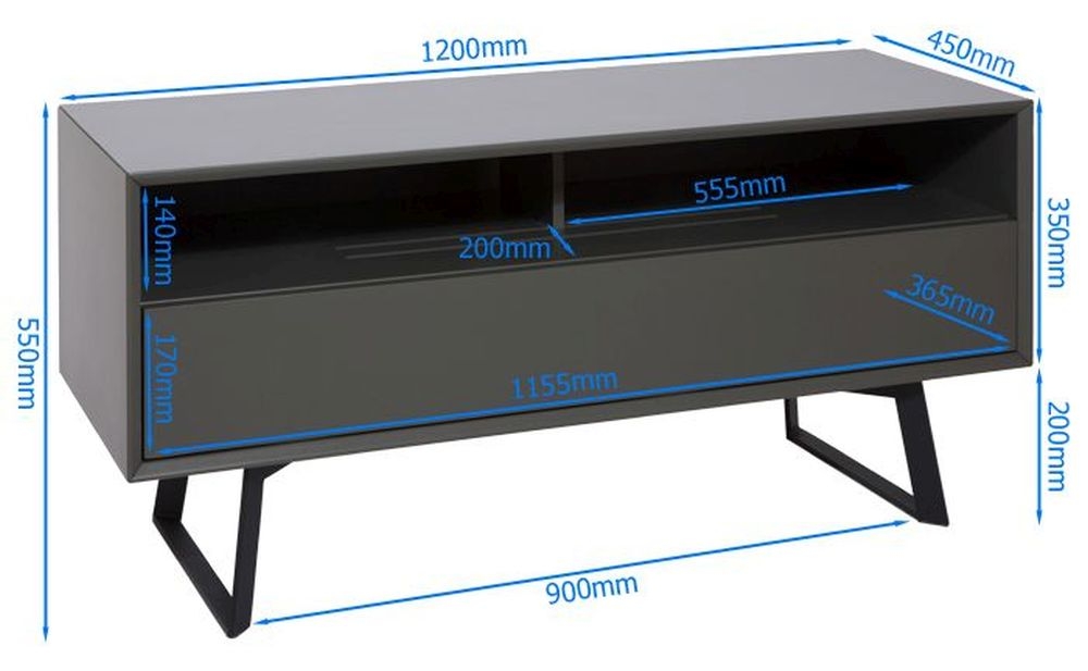 Product photograph of Alphason Carbon Black And Grey 120cm Tv Stand Adca1200-gry from Choice Furniture Superstore.