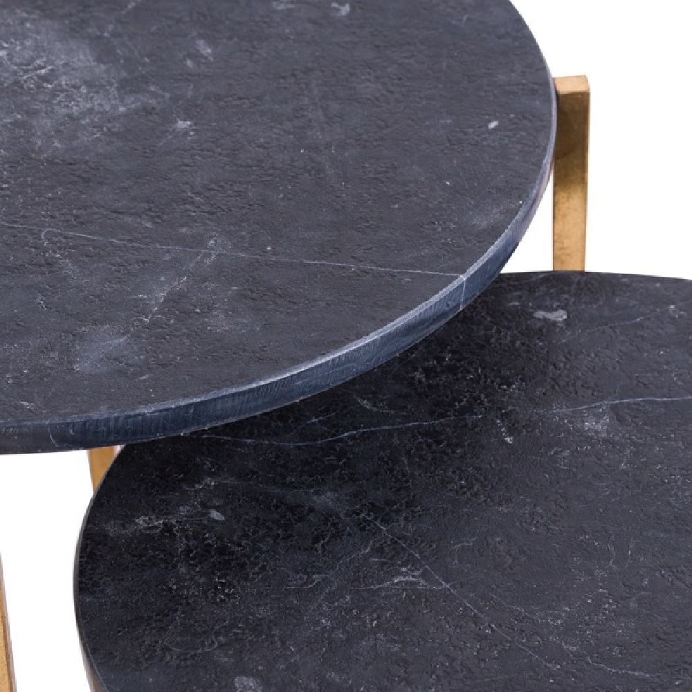 Product photograph of Black Marble And Gold Side Tables Set Of 2 from Choice Furniture Superstore.