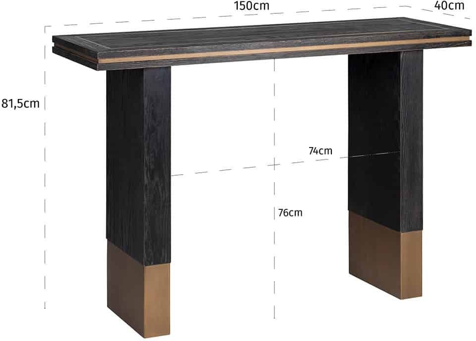 Product photograph of Hunter Black Oak And Gold Console Table from Choice Furniture Superstore.