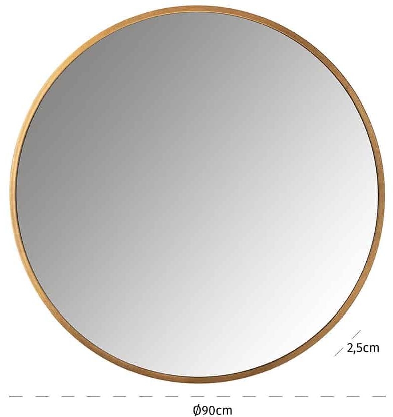 Product photograph of Maeron Gold Round Wall Mirror - 90cm X 90cm from Choice Furniture Superstore.